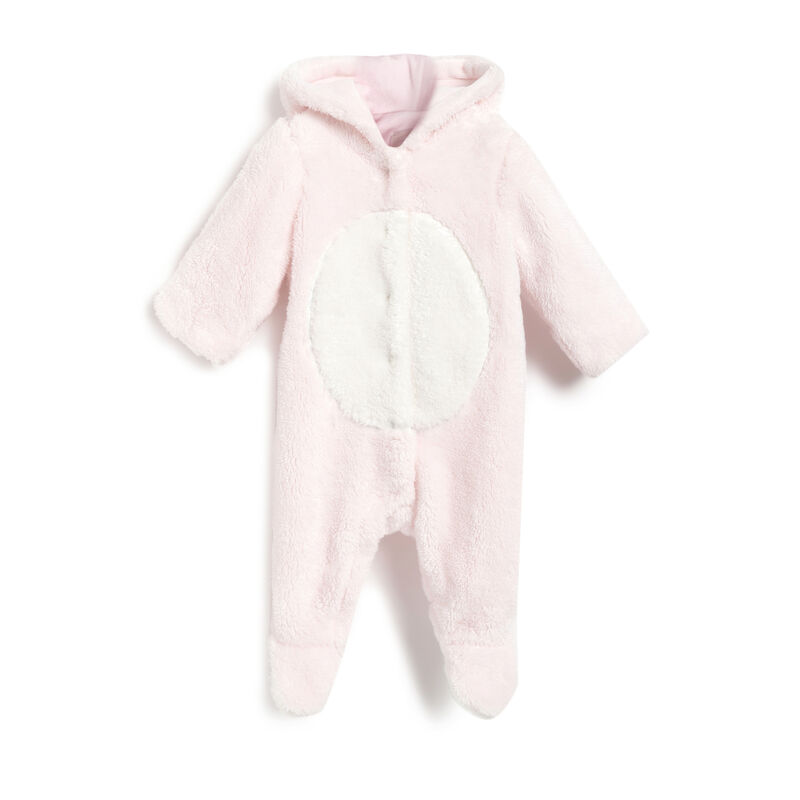 Girls Light Pink Solid Front Opening Babysuit image number 0
